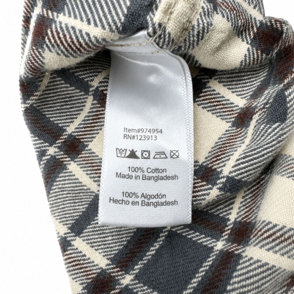 JACHS Mens Medium Flannel Shirt Gray Brown Plaid Cotton Button Up Pockets - Picture 7 of 7